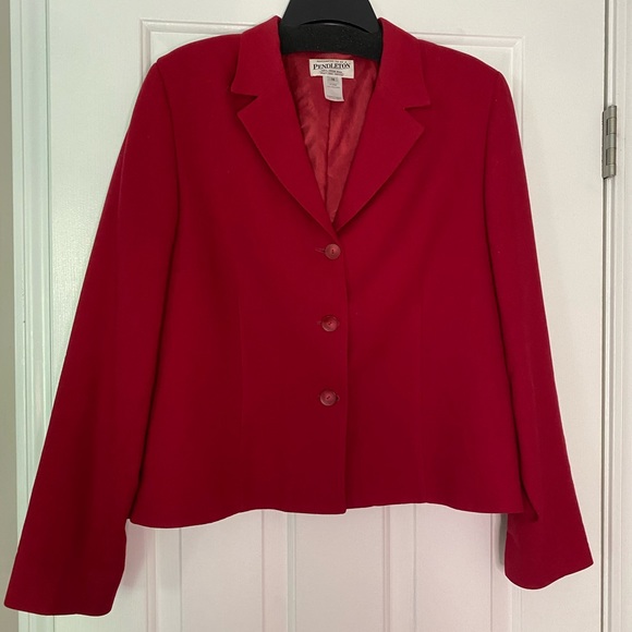 VTG red 14 Pendleton wool blazer buttons virgin - Picture 9 of 11